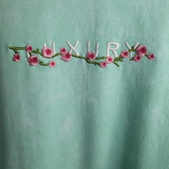 BLIND ROOSTER Embroidered Luxury Ocean Wave Crewneck Sweater Teal‎ Men's Size M - Picture 3 of 11